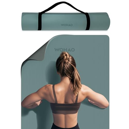 WOHAO Extra Thick 8mm Yoga Mat, 72"x28" Non Slip Exercise Mat, Reversible 2-Sided Dual Color Premium POE Material, with Ca...