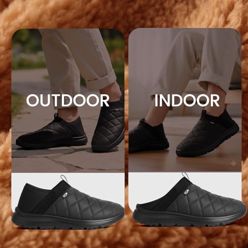 OOW Slippers for Men with Memory Foam House Shoes Lightweight Plush Slip on Garden Loafer Slippers Indoor Outdoor