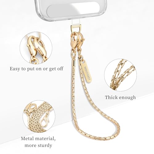 MOUTAKEY Phone Wrist Strap Metal Phone Chain Wristlet Strap Detachable iPhone Lanyard Wrist with 2 Tether Tabs iPhone Char...