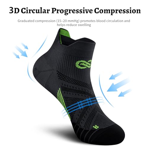 PAPLUS Ankle Compression Sock for Men and Women 2/4/6 Pairs, Low Cut Compression Running Sock with Ankle Support