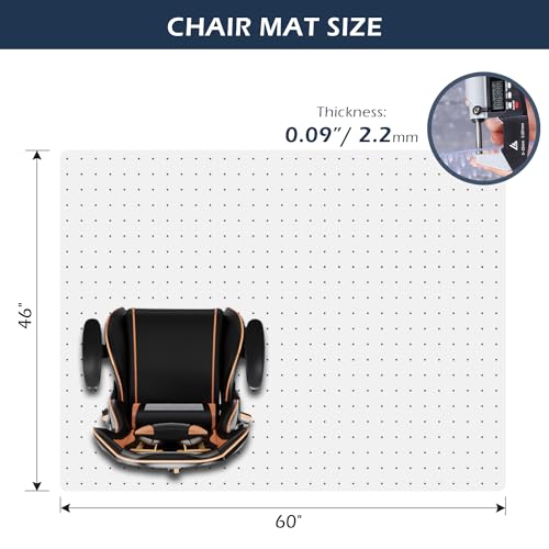 Chair Mat for Carpet, SALLOUS 46" x 60" Office Chair Mat for Carpeted Floors, Heavy Duty Vinyl Floor Mat with Grips, Floor...