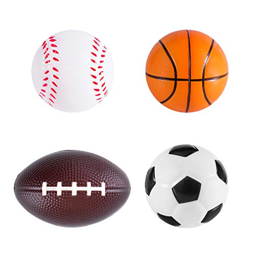 Super Z Outlet Mini Foam Sports Balls 24 Pack for Kids Adults Mini Baseball Football Basketball Soccer Stress Toy Game Par...