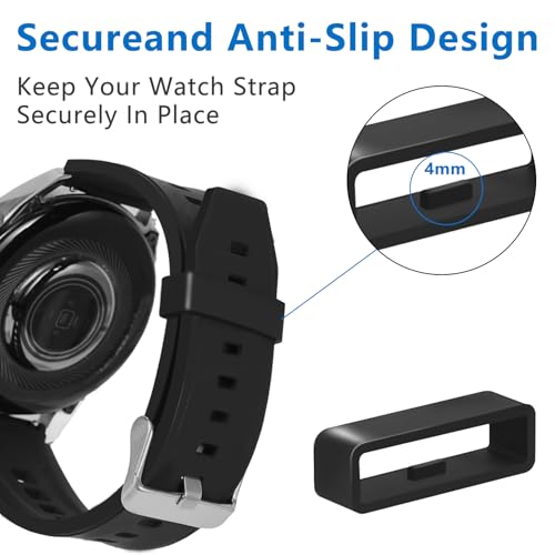 Vnsuyo 6 Pcs Watch Band Keepers, 16mm/18mm/20mm/22mm /24mm/26mm Watch Strap Holder Loops Retainer, Black Silicone Watch Ba...