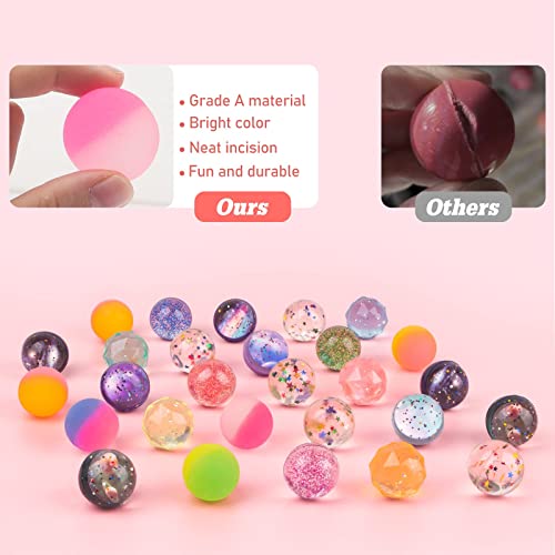 Ohanniewa Bouncy Balls for Kids 20 Pieces 5 Styles 32mm Assorted Bouncy Balls with Storage Bag for Birthday Party Favors