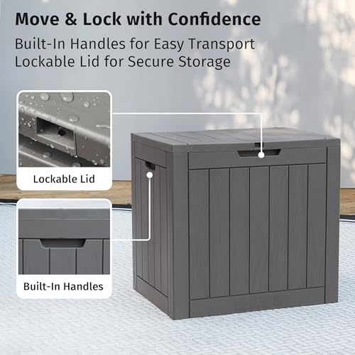 EAST OAK Outdoor Storage Box, 31 Gallon Deck Box Indoor and Outdoor Use, Waterproof Resin Storage Bin for Package Deliver...