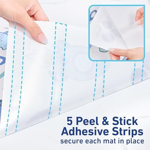 Graco Baby Disposable Stick-On Placemats, 4 Subtle Designs (10 Each), 12"x18" Sticky Placemats with Adhesive Strips for Baby Led Weaning, Home & Restaurant Use, Eco-Friendly
