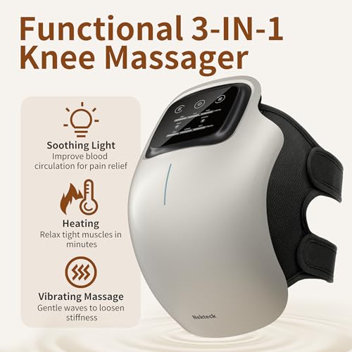 Nekteck Knee Massager, Cordless Knee Massage for Pain Relief with 3 Heating Levels & Vibration Modes, FSA Eligible Smart K...