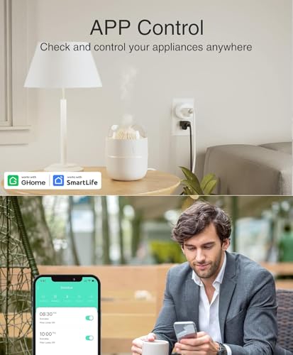 GHome Smart Plug Mini, WiFi Smart Outlet Plug Works with Alexa and Google Home, Timer Outlet with APP Control, 2.4GHz Netw...