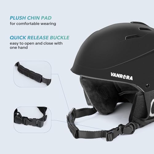 VANRORA Ski Helmet, Snowboard Helmet for Men & Women, Climate Control Venting, Dial Fit, Goggles Compatible, Removable Fle...
