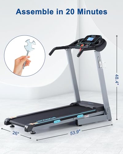 BORGUSI Treadmill with Auto Incline - 300 lb Capacity, 3.0HP Folding Electric Treadmill Up to 8.5 MPH Speed, Running Machi...