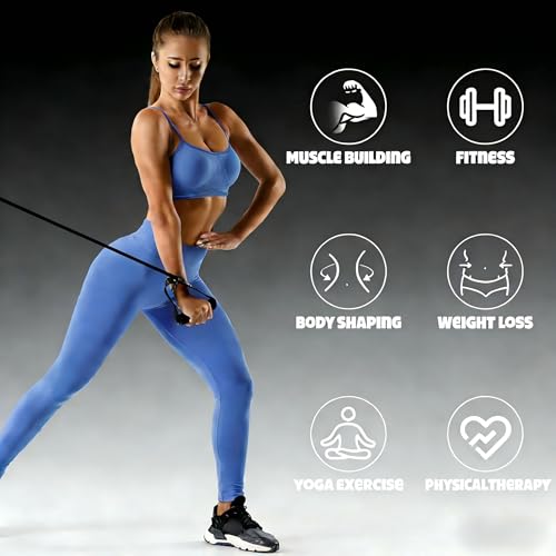 20 Pcs Resistance Bands with Handles for Home Workouts, Universal Exercise Bands Set for Physical Therapy & Rehabilitatio...