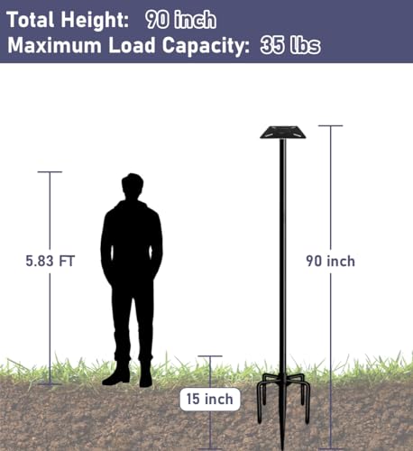 Ansionsol 90 Inch Smart Bird Feeder Pole with 5-Prong Base, Adjustable Bird House Pole Mount Kit for Outdoors, Heavy Duty ...