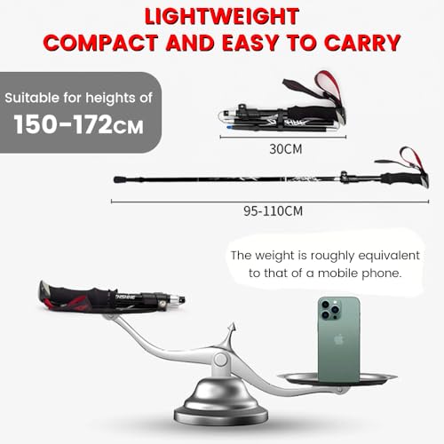 2Ps Trekking Poles, Collapsible Hiking Sticks with Tip Kits Suitable for Various Terrains, Lightweight Aircraft-Grade Alum...