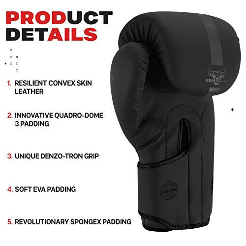 BEAST RAGE Boxing Gloves Muay Thai Kickboxing MMA Fight Bag Training Punch Hitting Workout Men Women Sparring Fitness Mitt...