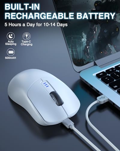 AULA SC580 Wireless Gaming Mouse, Tri-Mode 2.4G/BT5.0/USB-C Gaming Mouse, 12000 DPI Rechargeable Wireless Mouse with 6 Pro...