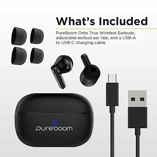 PureGear PureBoom Wireless Earbuds for Enhanced Sound, Touch Control Stereo Headphones in Ear Built-in Mic for iPhone/Andr...