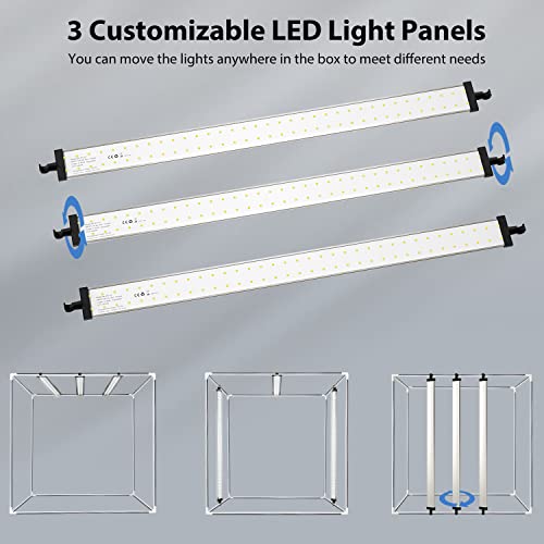 Takerers Photo Studio Light Box,39x39 Inch/100x100cm 210 LED Professional Photo Background Shooting Tent with 3 Stepless D...