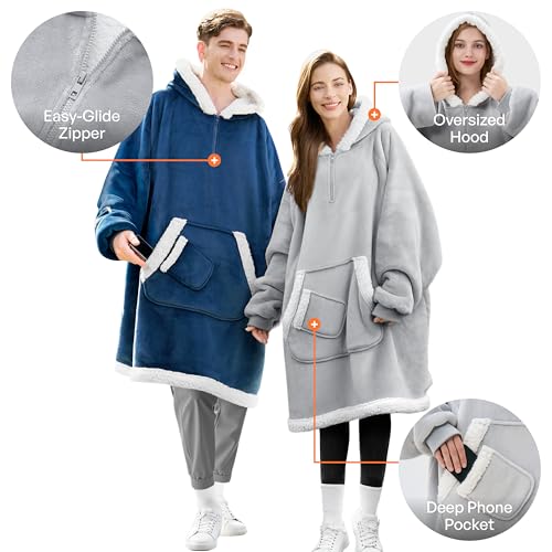 Giggling Getup Wearable Blanket Hoodie for Women and Men Gifts for Women Mom Wife Sherpa Fleece Hooded Blanket Sweatshirt ...