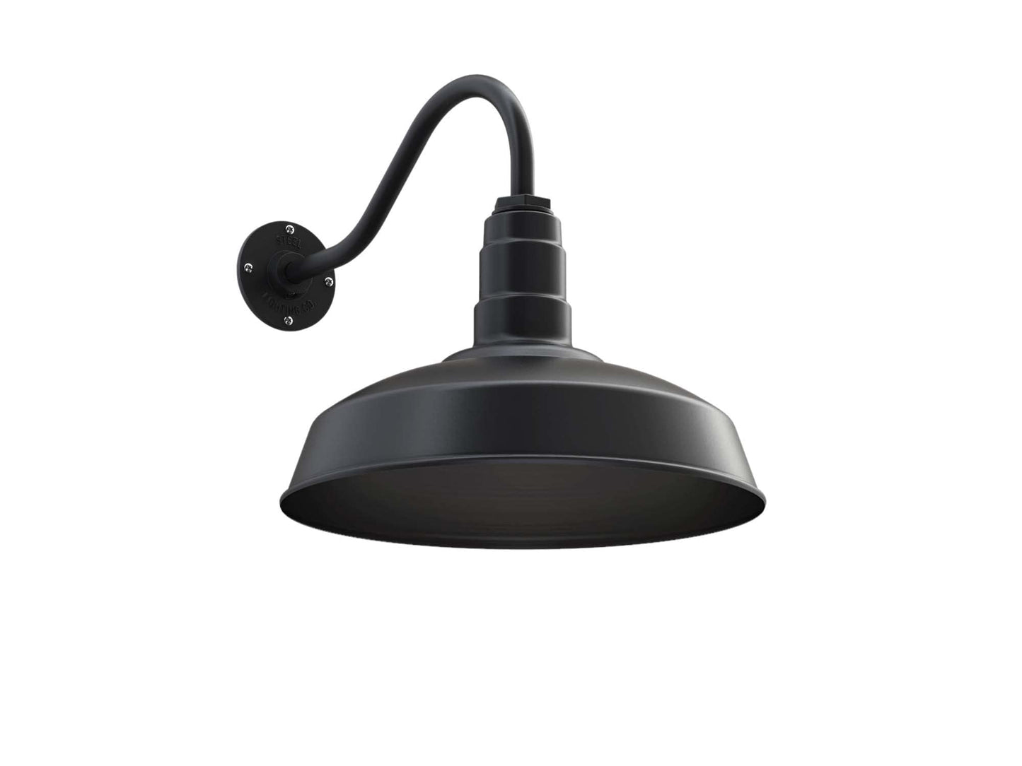 Steel Lighting Co. Gardena Barn Light - 16in Gooseneck, Dusk to Dawn, Steel, Matte Black