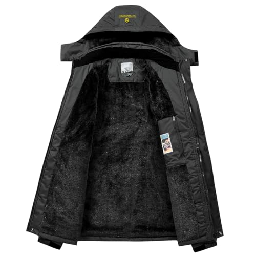 TREKEK Men's Winter Ski Jacket Warm Fleece Waterproof Outdoor Mountain Hiking Windbreaker Hooded Snow Rain Coat