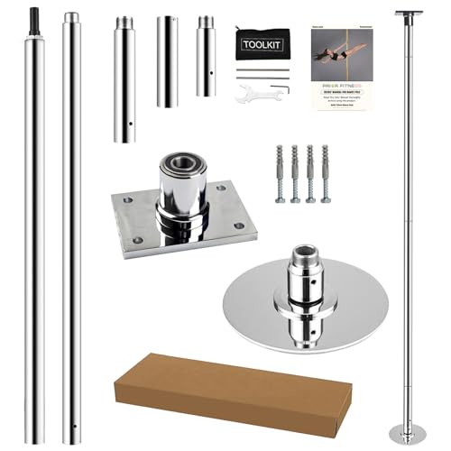 PRIOR FITNESS Permanent Fixed Dance Pole Kit, Professional 45mm Spinning & Static Dancing Pole Heavy-Duty Steel Pole Dance...