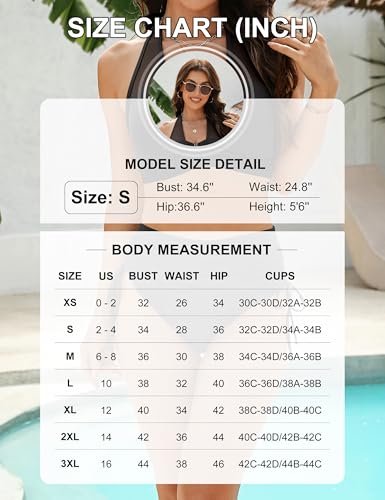 BMJL Womens High Waisted Bikini Sets Slimming Tummy Control Swimsuits Mesh Halter Bathing Suit