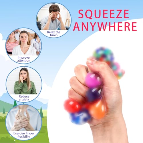 36 Pack Squishy Ball, Stress Balls Bulk for Adults, Mini Stress Balls, Anti-Anxiety and Fidget Balls to Relax, Birthday Gi...