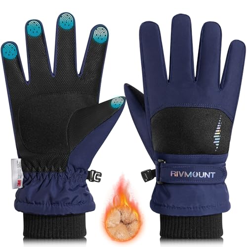 rivmount Kids 3M Winter Ski Snowboarding Snow Gloves Warm Thermal Waterproof Windproof Touchscreen for Boys Girls in Cold ...