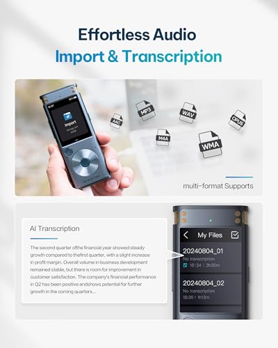 iFLYTEK Offline Voice Recorder with Playback, Secure Digital Recorder with AI Transcription, 5-Language Voice-to-Text, Noi...