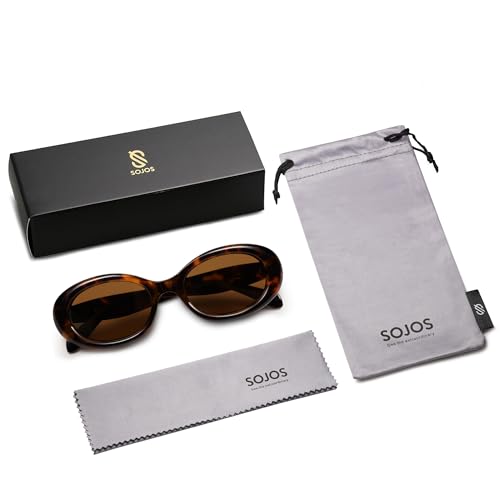 SOJOS Small Retro Oval Polarized Sunglasses for Women Men 90s Vintage UV400 Protection Tiny Sun Glasses SJ2286