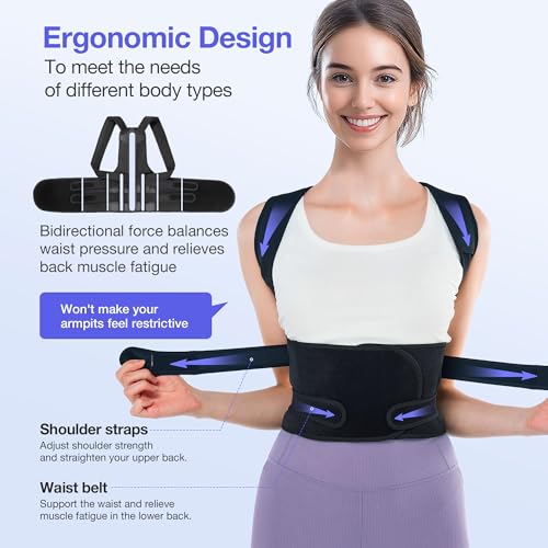 Kepwaa Posture Corrector for Women and Men, Full Back Brace Support, FSA&HSA Eligible, Adjustable Shoulder Straightener fo...