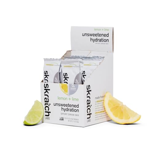 Skratch Labs Unsweetened Hydration Sport Drink Mix | Sugar Free | Electrolytes Booster | Lemon + Lime - 20 Servings | Non-...