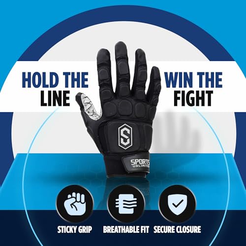 Sports Unlimited Max Clash Lineman Adult/Youth Padded Football Gloves, Lineman Football Gloves, Men's and Boys Offensive/D...