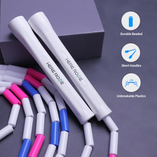 Adjustable Beaded Jump Rope For Adults, Kids, Hererope 10 ft Beaded Jump Rope With Unbreakable Handles & Shatterproof Bead...