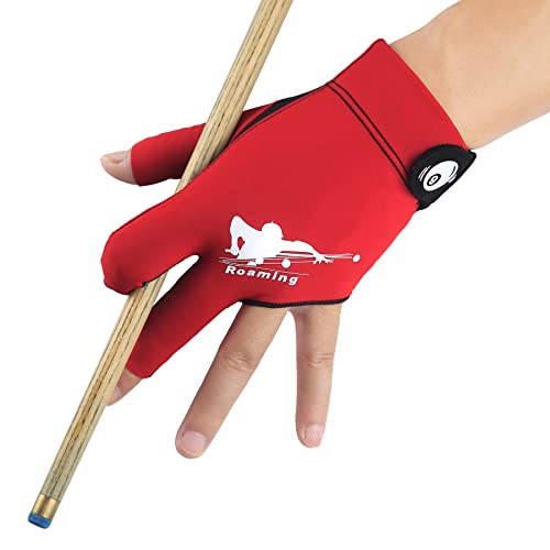 Roaming Quick-Dry Breathable Billiard Pool Gloves, Shooters Snooker Cue Sport Glove for Left or Right Hand Option