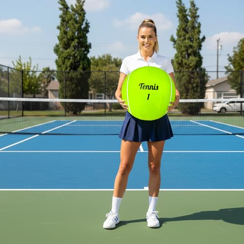 Vaulted Skulls & Co Inflatable Tennis Ball | Giant Tennis Beach Balls | Inflated Ball Prop | Oversized Sports Party Decora...