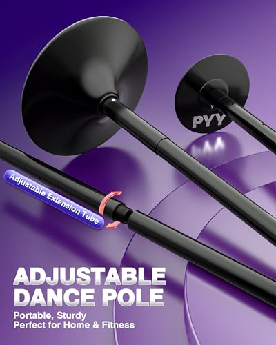 PYY Dance Pole for Home - Adjustable & Portable Dance Pole for Gym Studio Pub, Chrome Finish, Spinning & Static Modes, No ...