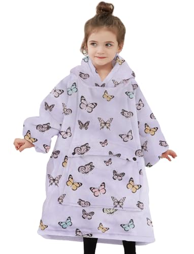 Wearable Blanket Hoodie Oversized Sherpa Blanket Sweatshirt Flannel Sweater Blanket with Large Pocket