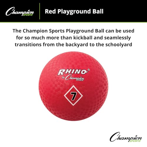 Champion Sports Playground Ball – High-Bounce 2-Ply Construction, Durable Red Ball for Throwing, Catching & Kicking - Mult...