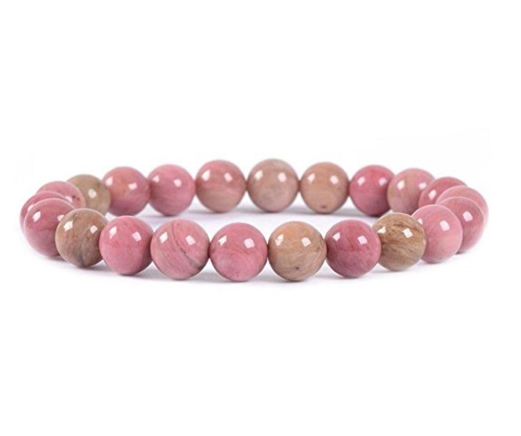Adabele Real Natural Pink Rhodonite Gemstone Beaded Bracelet 8 inch Stretch Chakra Healing Crystal Stone Jewelry Women Birthday