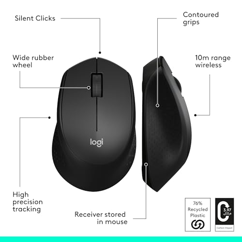 Logitech M330 Silent Wireless Mouse, 2.4GHz with USB Receiver, Optical Tracking, Quiet & Lightweight, Long Battery Life, f...