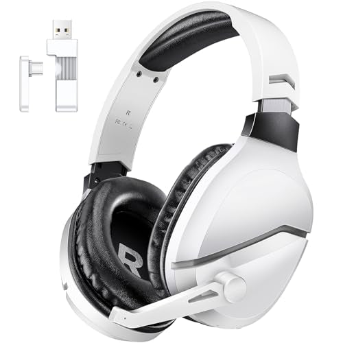 WolfLawS Wireless Gaming Headset with Noise Canceling Microphone for PS5, PC, PS4, 2.4G/Bluetooth Gaming Headphones with U...