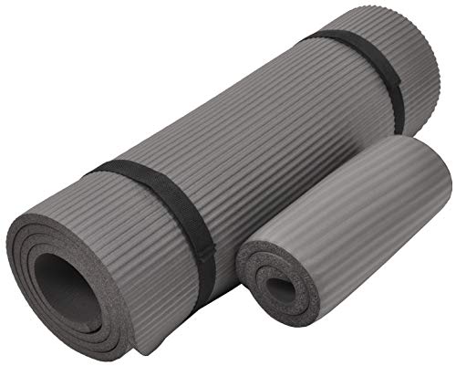 Fitvids All Purpose 1/2-Inch Extra Thick High Density Anti-Tear Exercise Yoga Mat and Knee Pad with Carrying Strap and Opt...