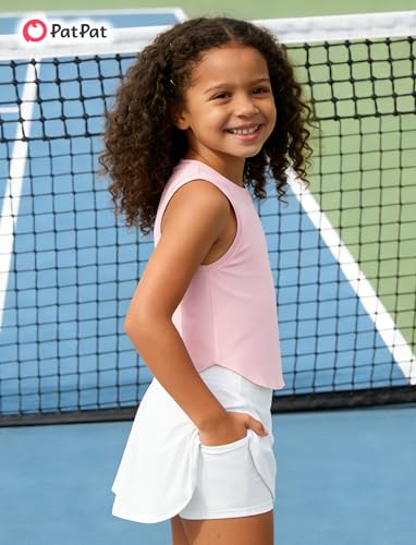 PATPAT Girls Tennis Skirt Sets Moisture Wicking Tank Tops and Pleated Skirts 2 Piece Outfits Activewear Sets 5-12 Years