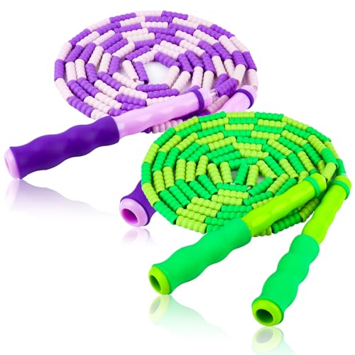 Jump Rope for Kids, Adjustable Jump Ropes for 4 5 6 7 8 10 12, Tangle Free Jumping Rope Age 8-12, Segmented Soft Beaded Sk...