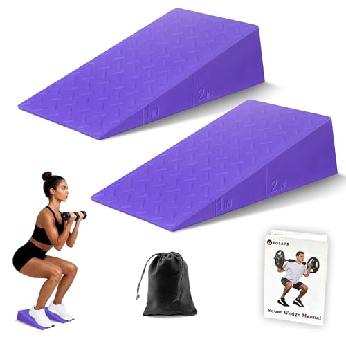 Folaps Squat Wedge with Step-by-Step Guide: 15-Degree Non-Slip Blocks for Deep Squats Lower Body Exercises - Improve Stren...