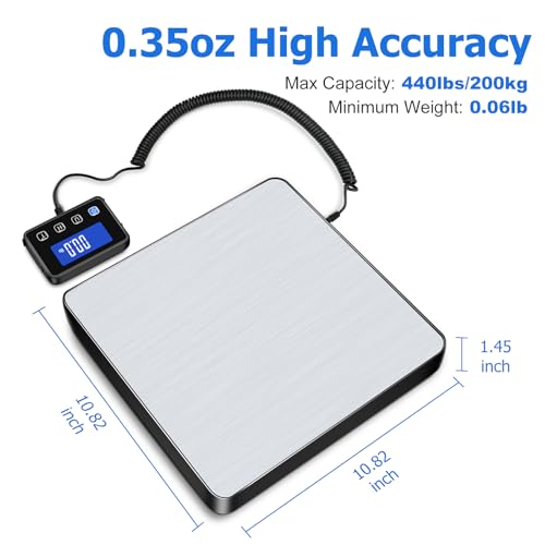 KUAIVO Shipping Scale, 440lb/0.35oz High Accurate Digital Postal Scale with Hold/Tare Function, Shipping Scale for Small B...