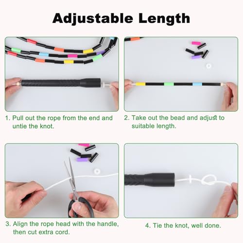 16.5FT Double Dutch Jump Ropes for Adults Kids, Rainbw Long Jump Rope, Beaded Jump Rope for Fitness, Segmented Skipping Ro...