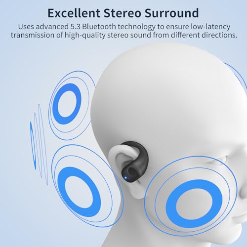 Eigsupia Open Ear Headphones, Bluetooth Headphones 5.3 Sports with Smart Digital Display, 36H Playtime, IP54 Waterproof, W...