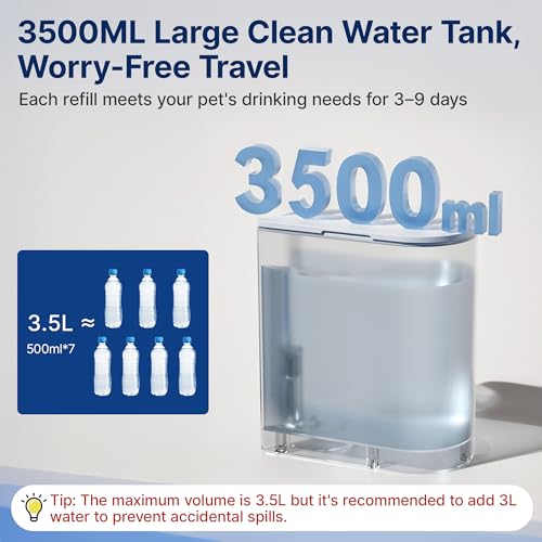 Potaroma Smart Wireless Pet Water Fountain, No Filter, 3.5L Large Capacity, Rechargeable Automatic Water Dispenser for Cat...